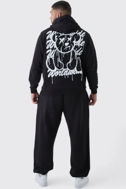 boohooMAN Plus Teddy Puff Print Hoodie | UK| Hoodies & Sweatshirts