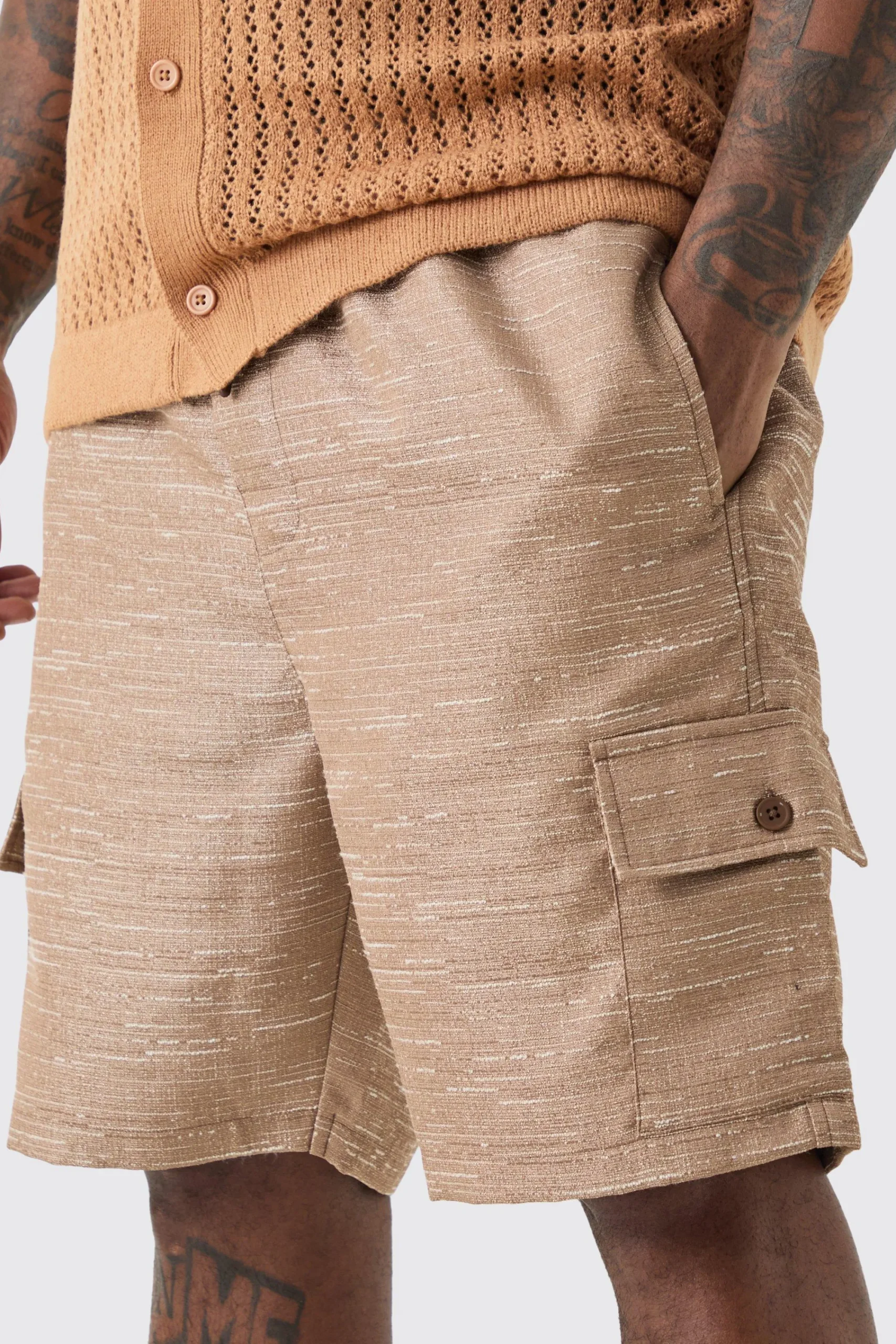 boohooMAN Plus Textured Cargo Short | UK| Shorts