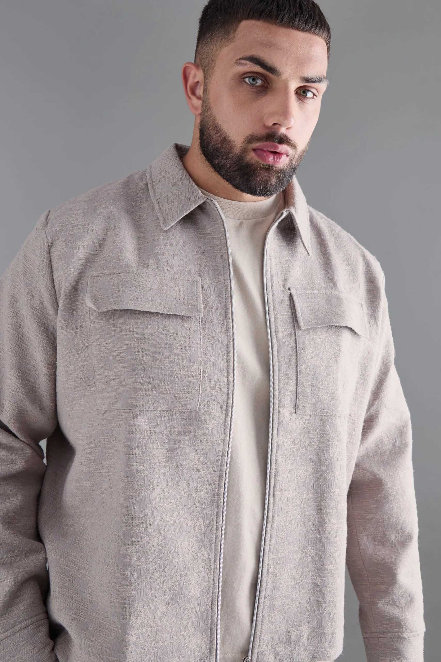 boohooMAN Plus Textured Jacquard Smart Jacket And Trouser Set | UK| Sets & Co-Ords