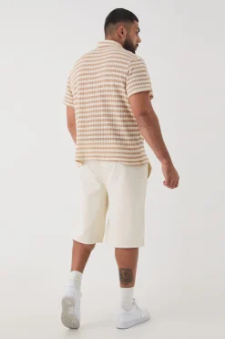 Plus Textured Stripe Polo | UK^boohooMAN Best