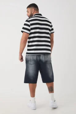 Plus Textured Stripe Polo | UK^boohooMAN Sale