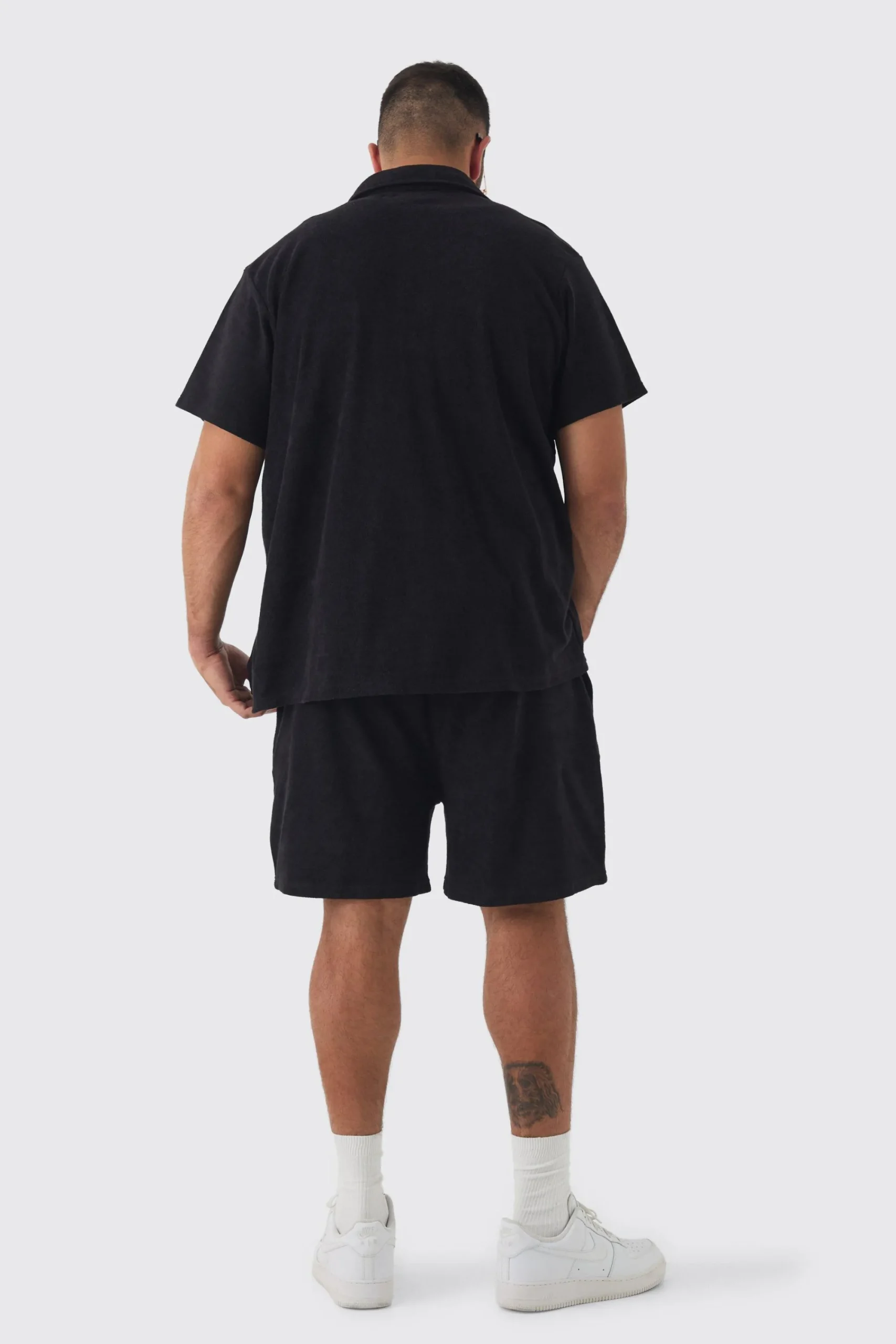 boohooMAN Plus Towelling Shirt & Short Set In | UK| Sets & Co-Ords|Tracksuits