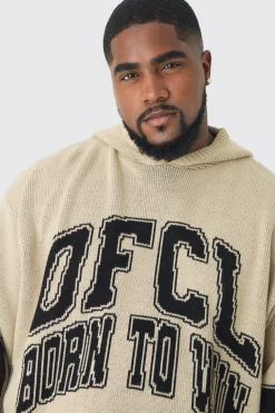 boohooMAN Plus Varsity Distressed Knitted Hoodie | UK| Knitwear|Hoodies & Sweatshirts