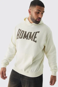 boohooMAN Plus Varsity HOMME Print Oversized Hoodie | UK| Hoodies & Sweatshirts
