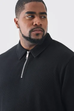 Plus Waffle Polo | UK^boohooMAN New