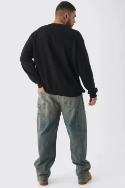 boohooMAN Plus Washed Floral Embroidered Sweatshirt | UK| Hoodies & Sweatshirts