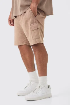 boohooMAN Plus Washed Relaxed Jersey Cargo Shorts | UK| Shorts