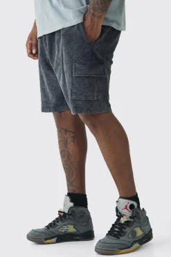 boohooMAN Plus Washed Relaxed Jersey Cargo Shorts | UK| Shorts