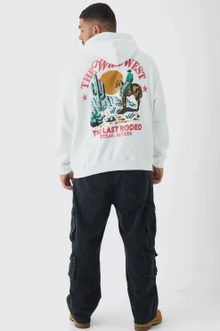 boohooMAN Plus Wild West Back Printed Oversized Hoodie | UK| Hoodies & Sweatshirts