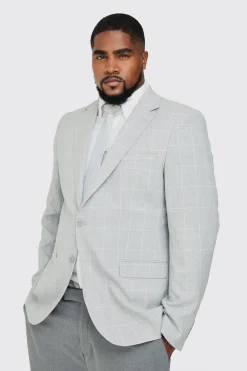 boohooMAN Plus Window Pane Check Skinny Fit Blazer | UK| Suits & Tailoring