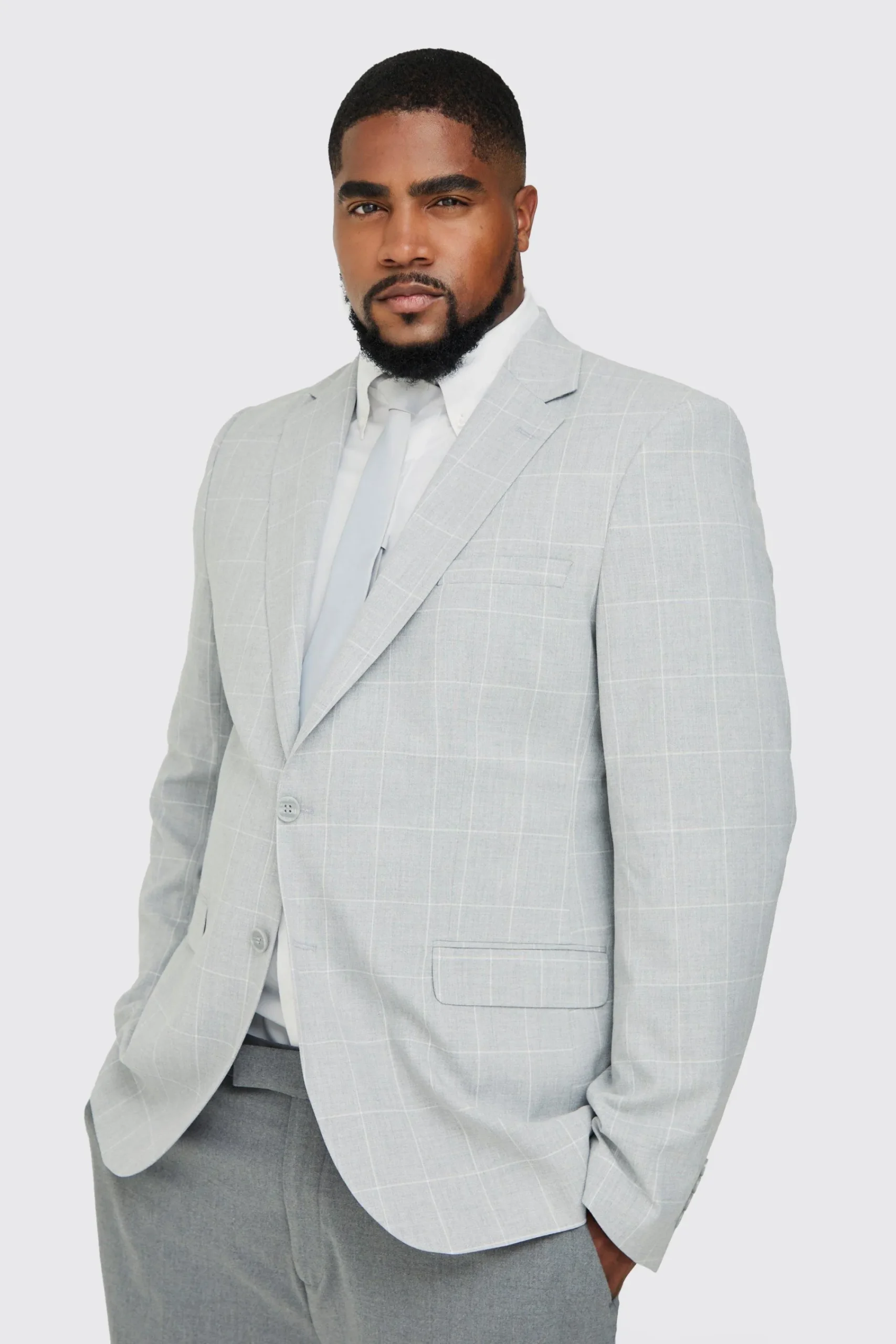 boohooMAN Plus Window Pane Check Skinny Fit Blazer | UK| Suits & Tailoring