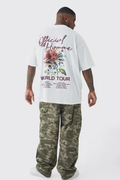 Plus World Tour Extended Neck Oversized T-Shirt | UK^boohooMAN Clearance