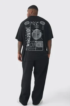 Plus Worldwide Abstract Graphic Extended Neck T-Shirt | UK^boohooMAN Online