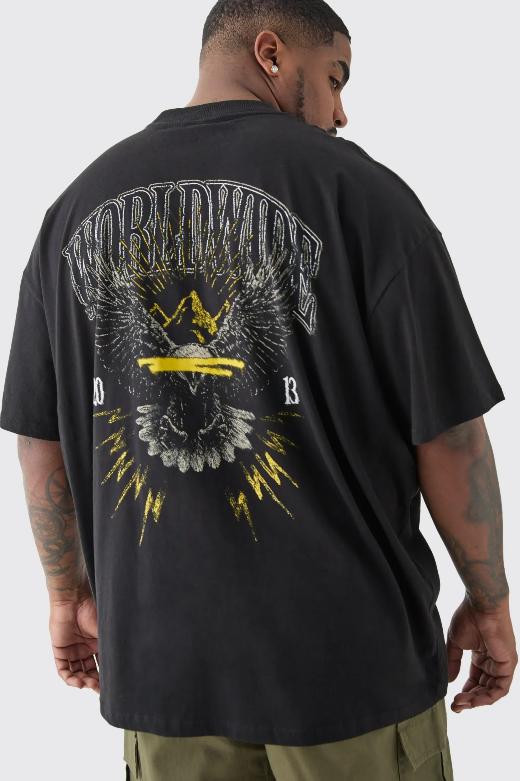 Plus Worldwide Eagle T-shirt In | UK^boohooMAN Clearance