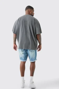 Plus Worldwide Gothic T-shirt In Acid Wash | UK^boohooMAN