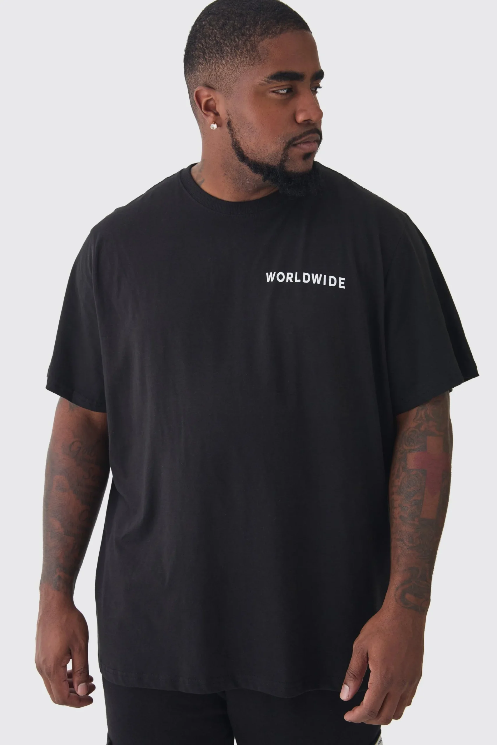 Plus Worldwide Rose Graphic T-Shirt | UK^boohooMAN Outlet