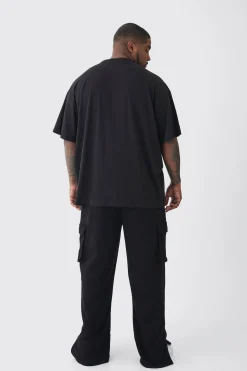 boohooMAN Plus Woven Tab Split Hem Relaxed Cargo Joggers | UK| Trousers|Joggers
