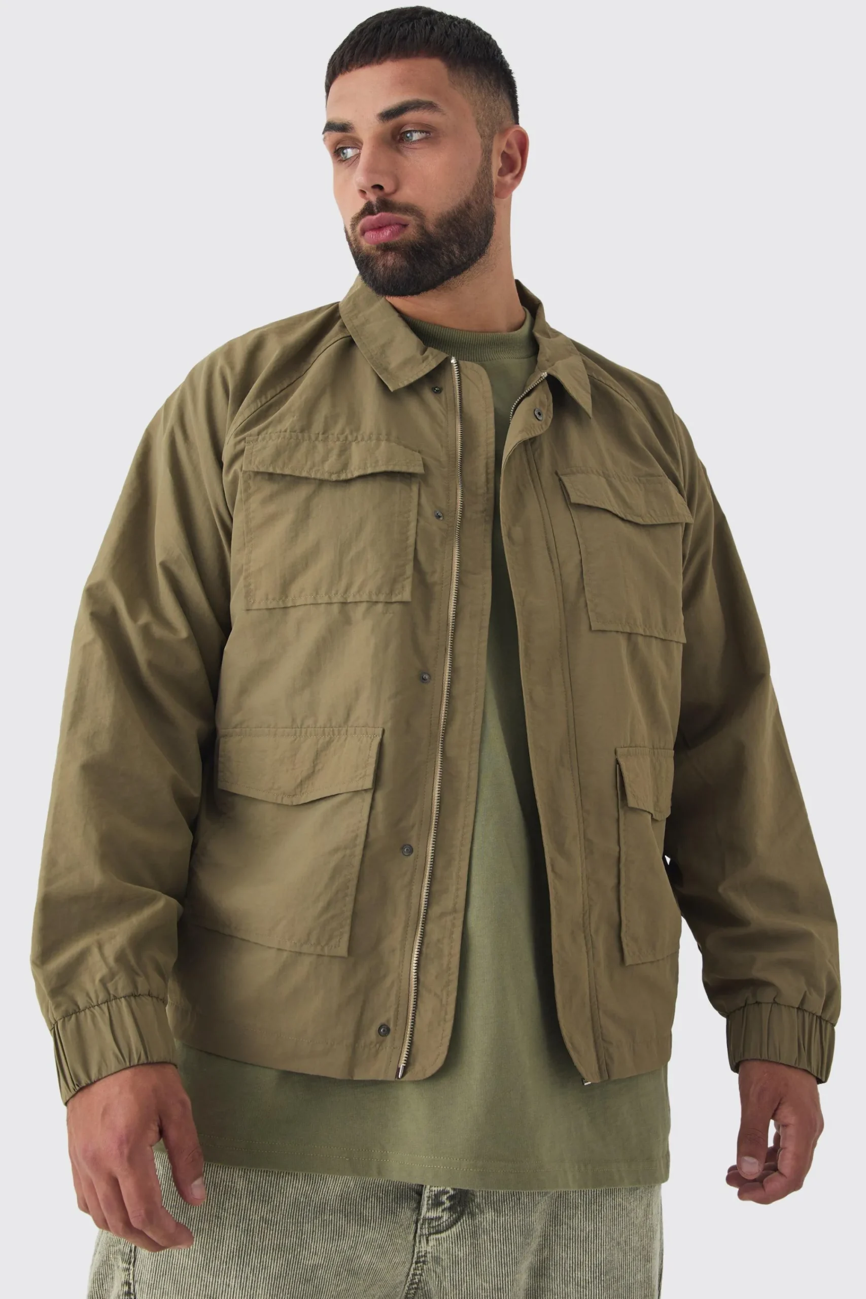 boohooMAN Plus Zip Up Lightweight Field Jacket | UK| Coats & Jackets