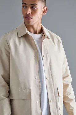 boohooMAN Pocket Detail Mid Length Mac | UK| Coats & Jackets