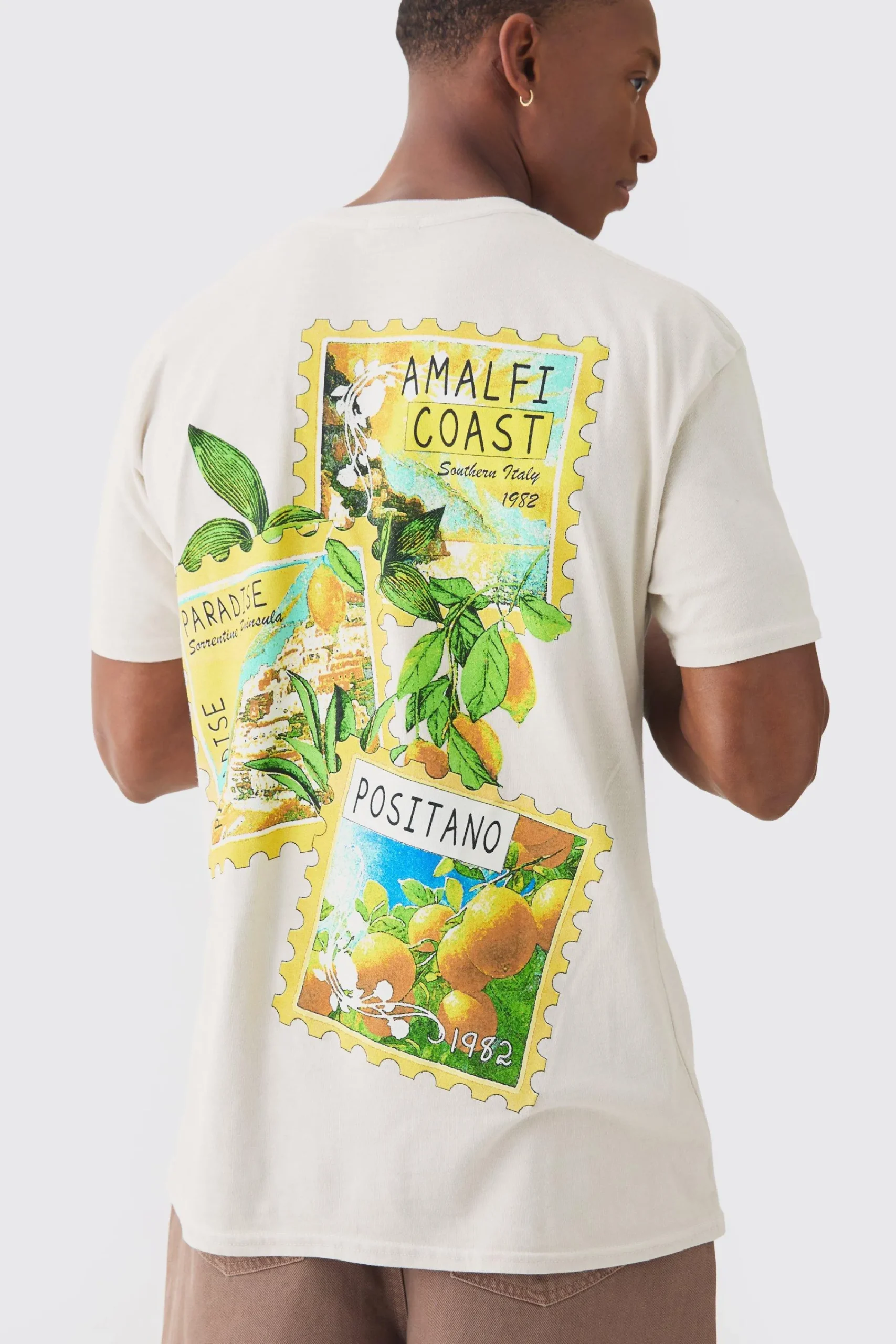Postcard Travel Wash Print T-shirt | UK^boohooMAN Discount