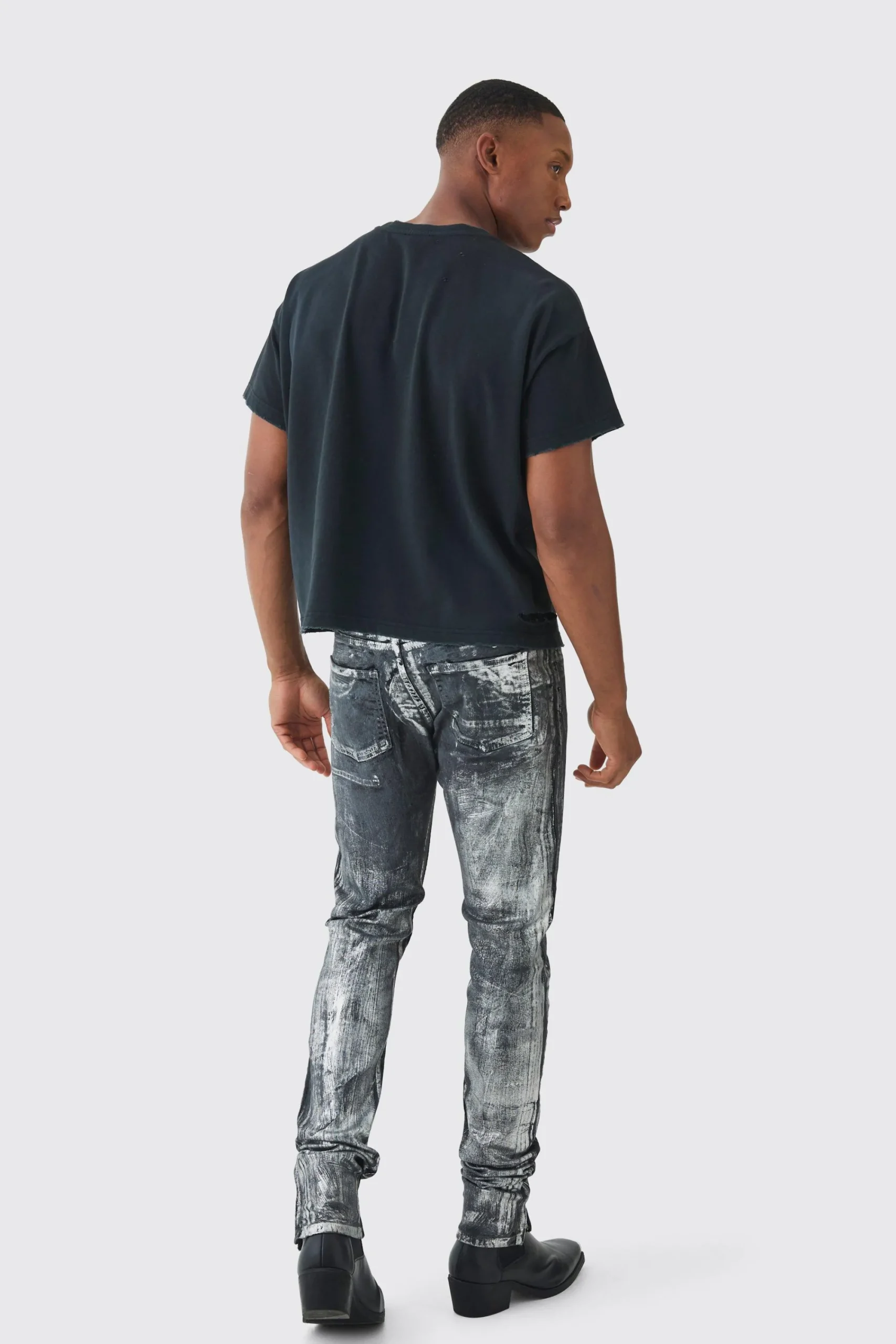 Premium Oversized Cropped Baby Washed & Printed T-shirt | UK^boohooMAN Best