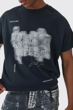 Premium Oversized Cropped Baby Washed & Printed T-shirt | UK^boohooMAN Best