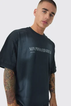 Premium Oversized Faux Layer Top Stitch Washed T-shirt | UK^boohooMAN