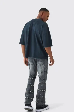 Premium Oversized V Neck Dropped Shoulder Top Stitched Washed T-shirt | UK^boohooMAN Hot