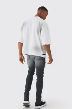 Premium Oversized V Neck Dropped Shoulder Top Stitched, Washed T-shirt | UK^boohooMAN Hot