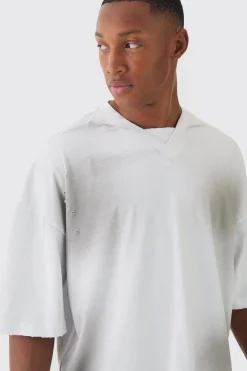 Premium Oversized V Neck Dropped Shoulder Top Stitched, Washed T-shirt | UK^boohooMAN Hot