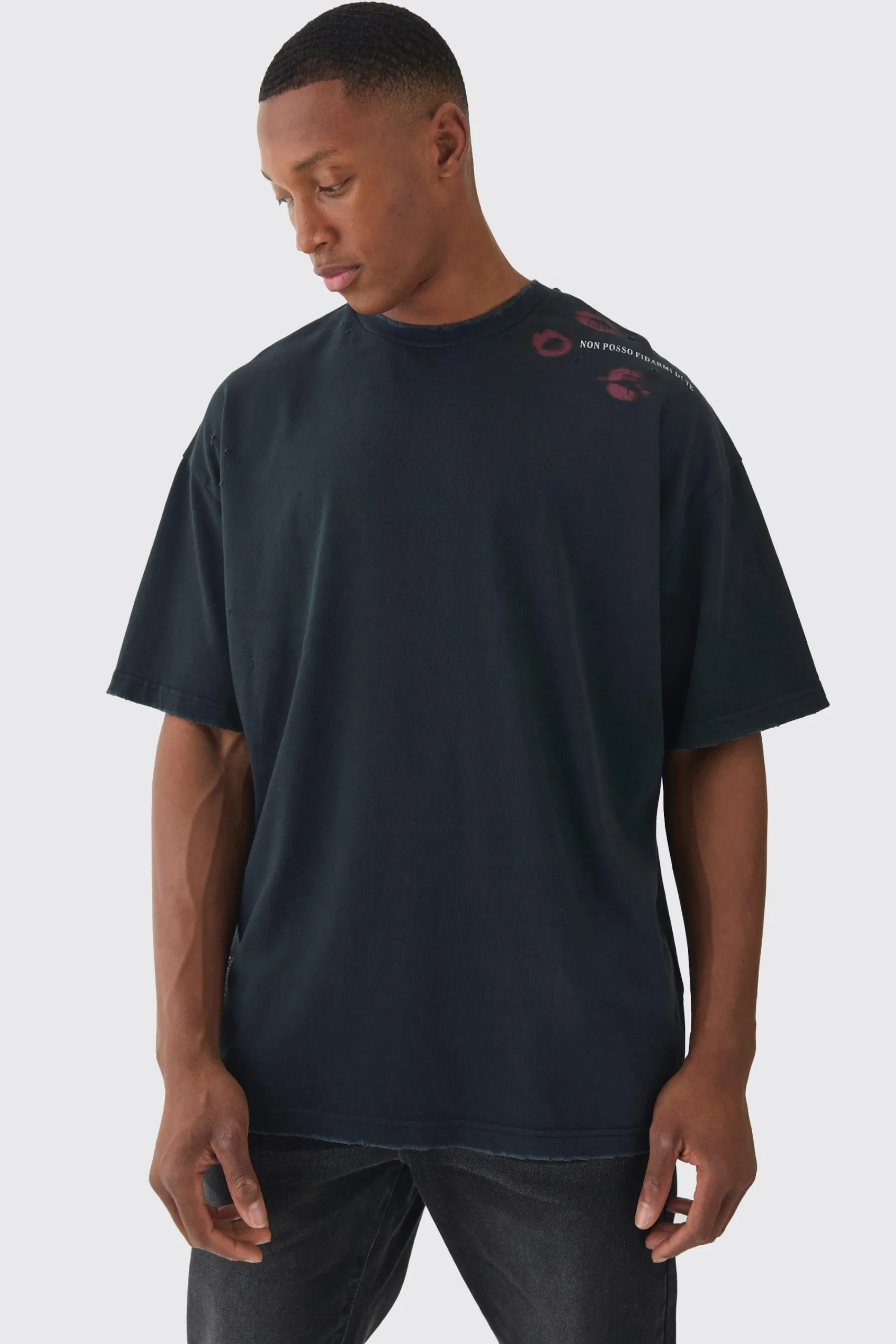 Premium Oversized Washed & Printed T-shirt | UK^boohooMAN Hot