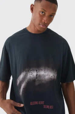 Premium Oversized Washed & Printed T-shirt | UK^boohooMAN Discount
