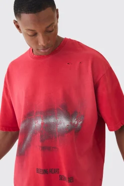 Premium Oversized Washed & Printed T-shirt | UK^boohooMAN Discount