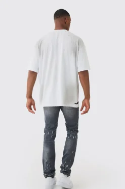 Premium Oversized Washed & Printed T-shirt | UK^boohooMAN Outlet