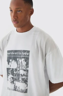 Premium Oversized Washed & Printed T-shirt | UK^boohooMAN Outlet