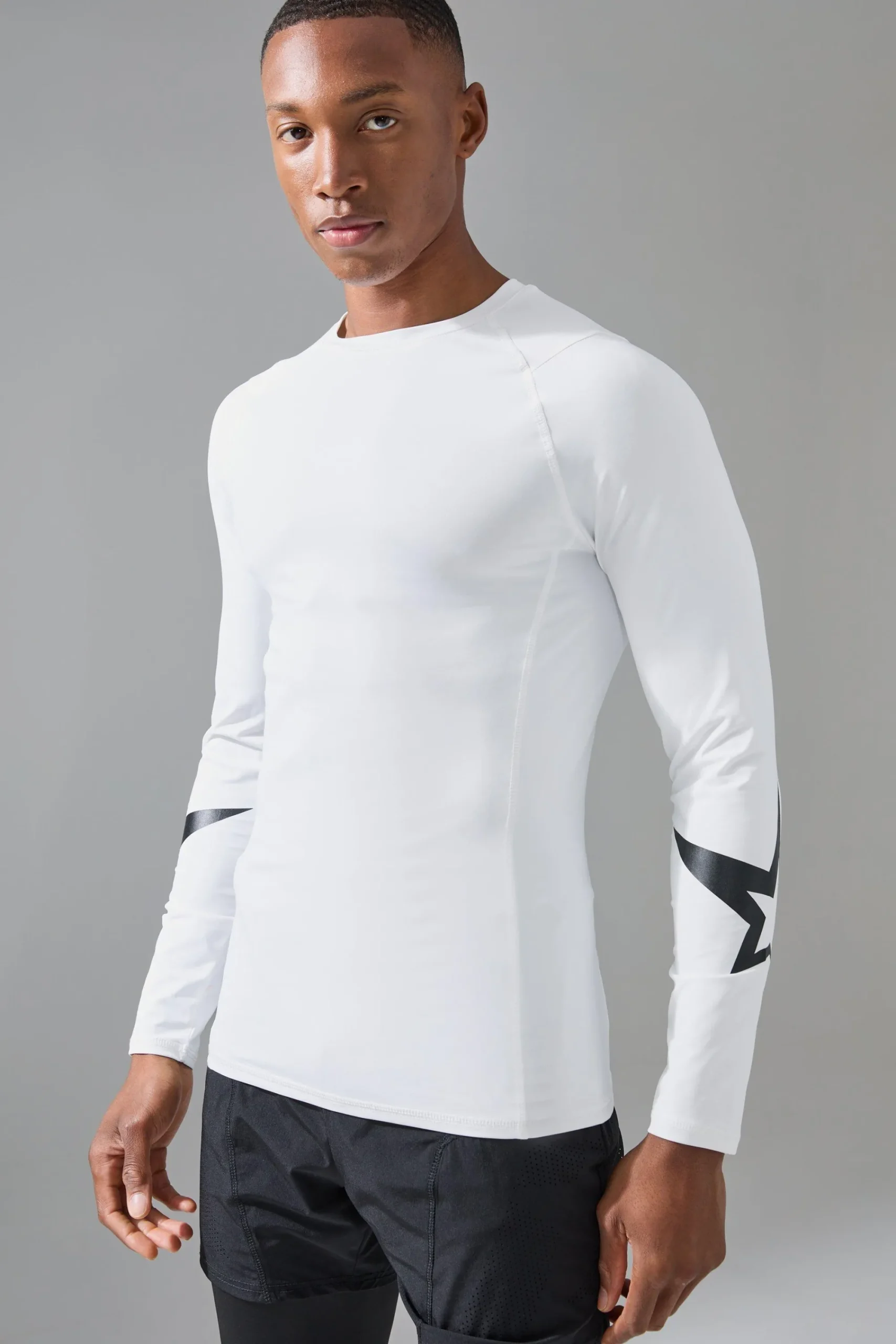 P-Star Active Muscle Fit Base Layer Star Print T-shirt | UK^boohooMAN Sale