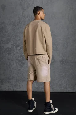 boohooMAN P-Star Loose Fit Washed Jersey Shorts With Distressing | UK| Shorts