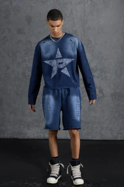 boohooMAN P-Star Loose Fit Washed Jersey Shorts With Distressing | UK| Shorts|Sets & Co-Ords