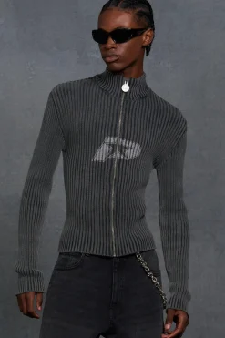 boohooMAN P-Star Muscle Fit Acid Wash Rib Knit Chest Print Jumper | UK| Knitwear