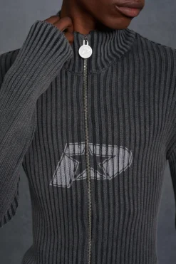 boohooMAN P-Star Muscle Fit Acid Wash Rib Knit Chest Print Jumper | UK| Knitwear