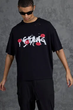 P-Star Oversized Boxy T-Shirt With Graphic Lip Print | UK^boohooMAN Best