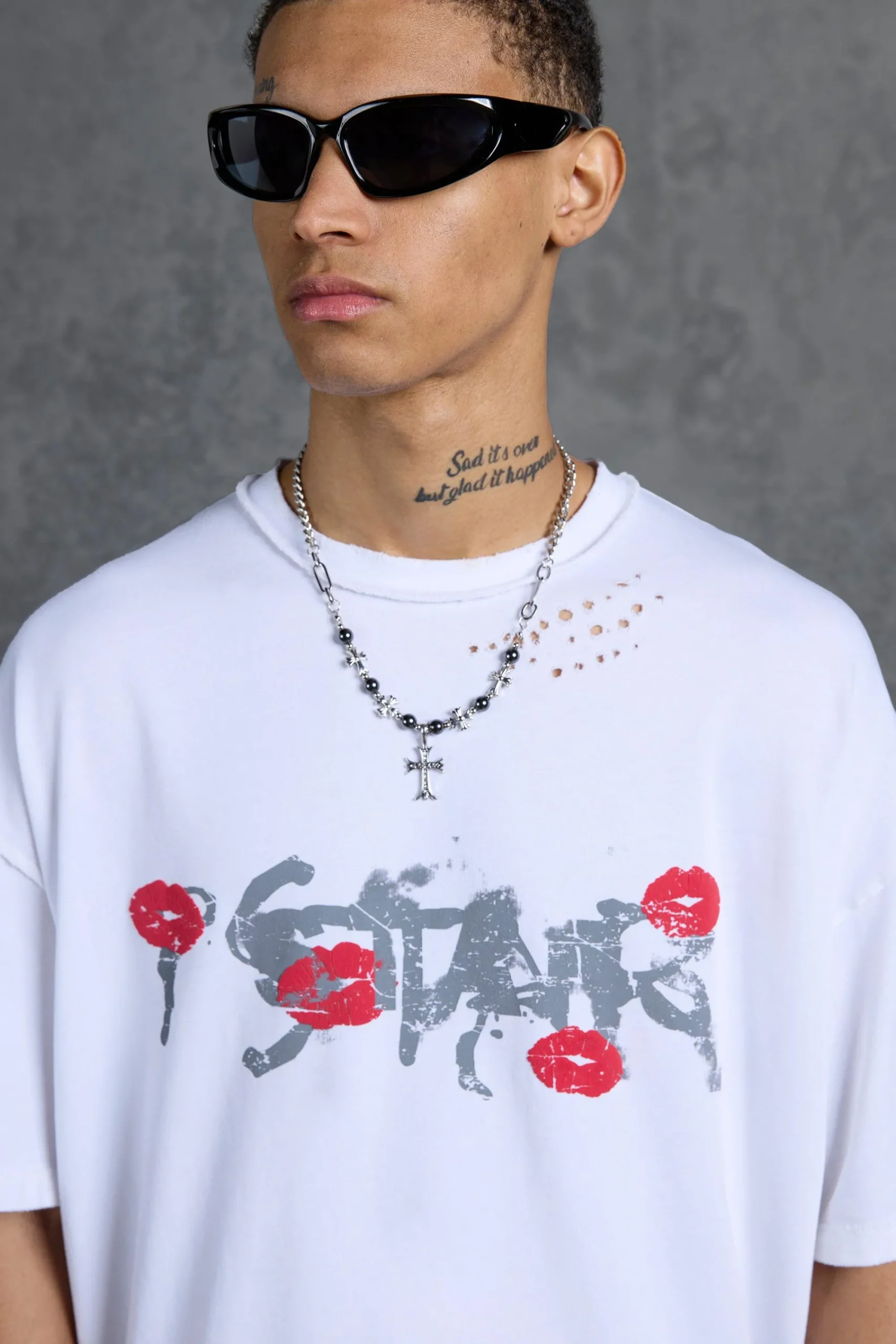 P-Star Oversized Boxy T-Shirt With Graphic Lip Print | UK^boohooMAN Hot