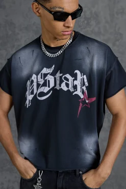 P-Star Oversized Cropped T-Shirt With P-Star Print | UK^boohooMAN New