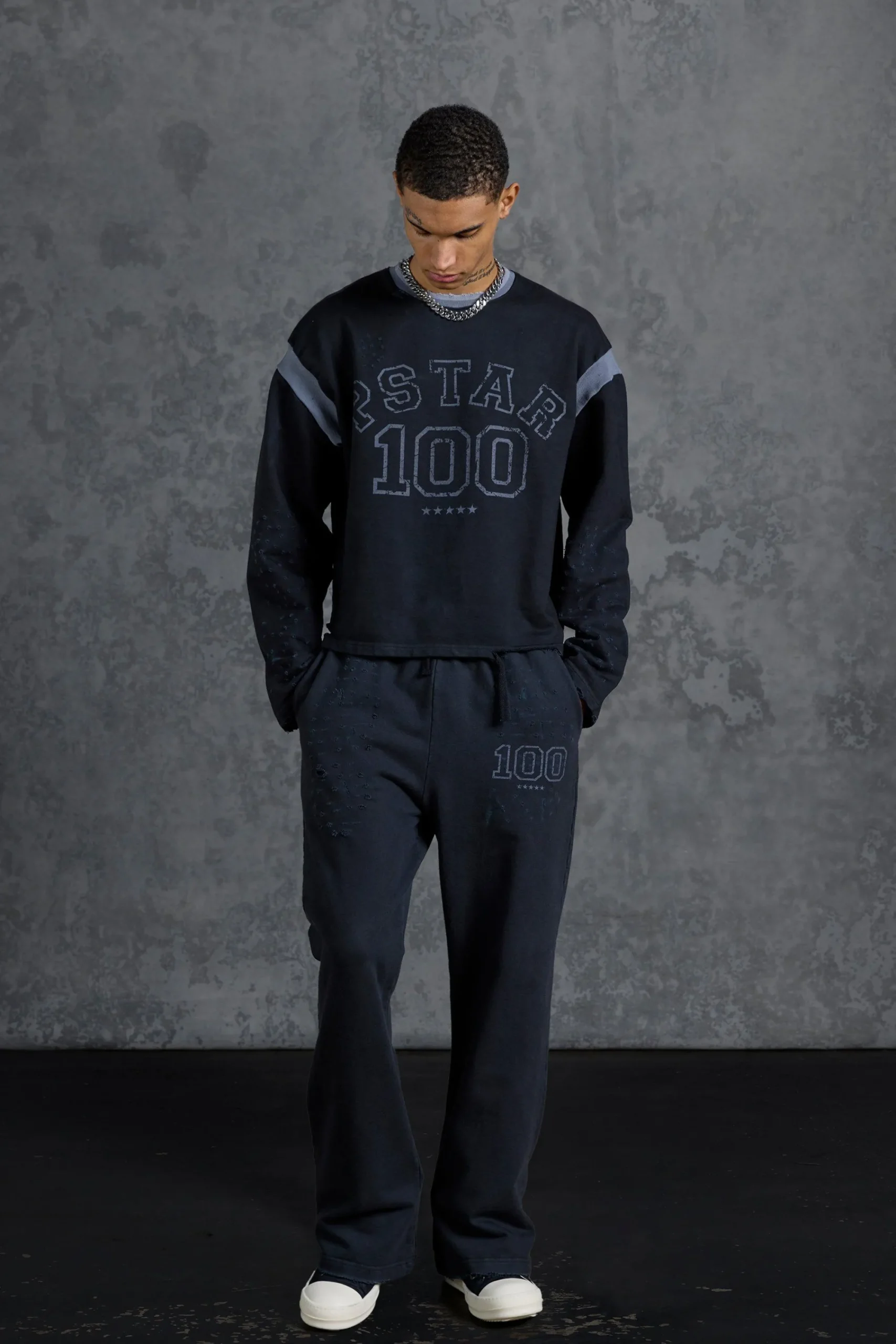 boohooMAN P-Star Slim Fit Flare Joggers With Distressing | UK| Joggers