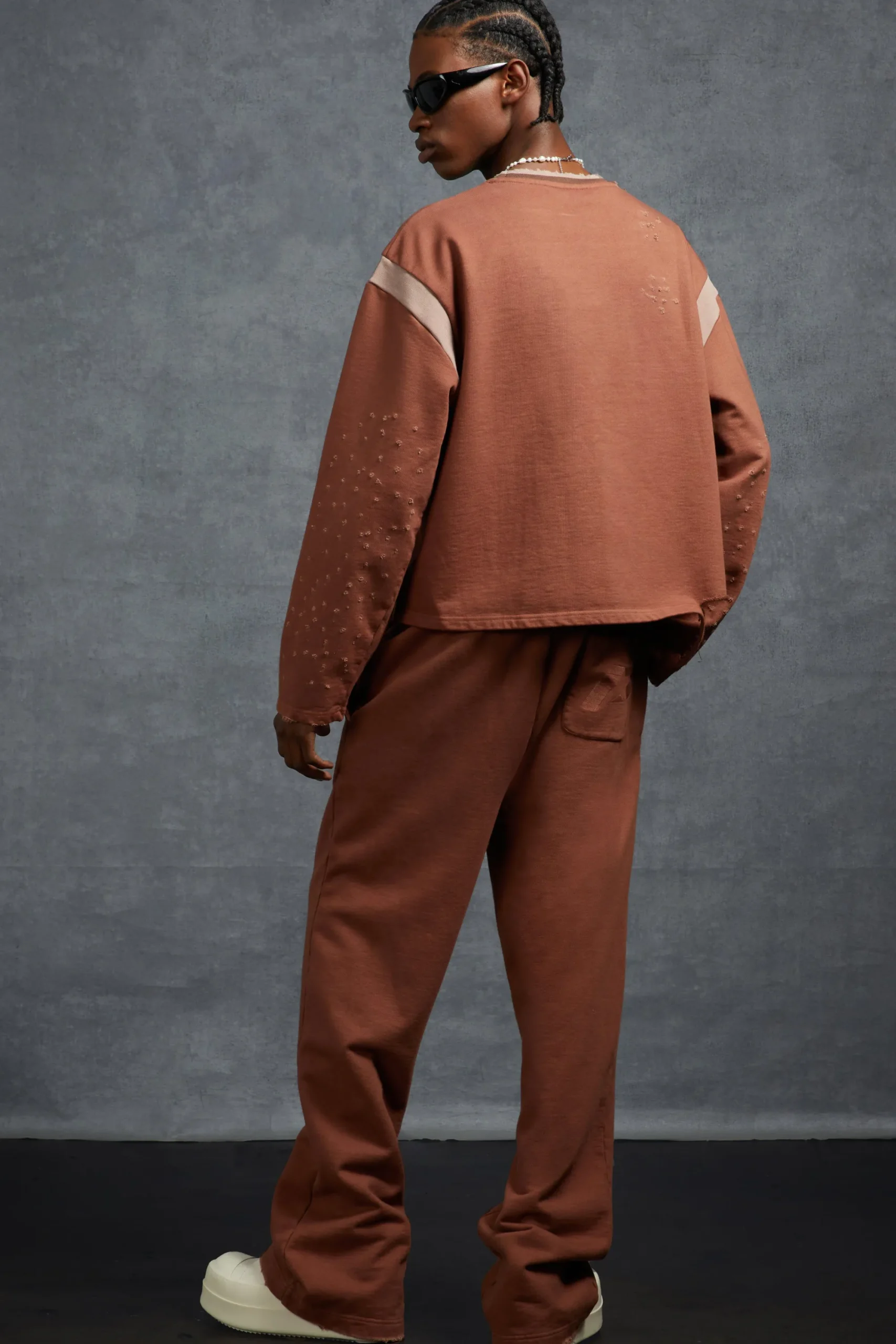 boohooMAN P-Star Slim Fit Flare Joggers With Distressing | UK| Joggers