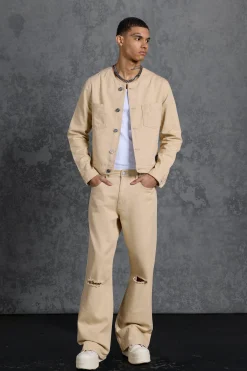 boohooMAN P-Star Slim Fit Flare Stacked Jeans With Ripped Knee | UK| Trousers|Jeans