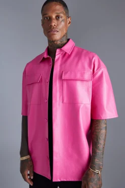 boohooMAN Pu Boxy Oversized Shirt | UK| Shirts