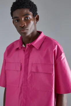 boohooMAN Pu Boxy Oversized Shirt | UK| Shirts