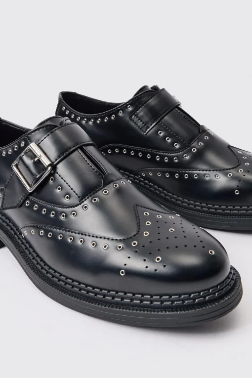 boohooMAN PU Buckle Detail Metal Hardware Loafer In | UK| Smart Shoes