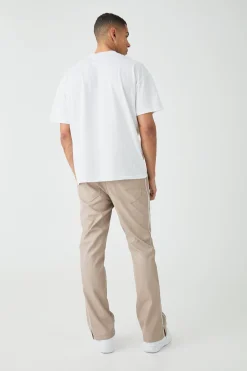 boohooMAN Pu Contrast Stipe Skinny Flared Trousers | UK| Trousers